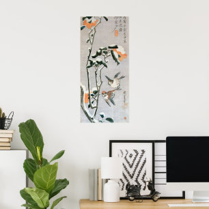 Poster Pardais e Camélia na Neve por Ando Hiroshige