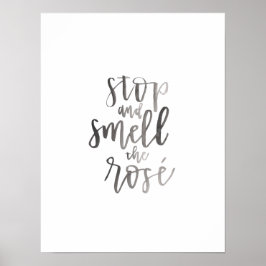 Póster Pare e cheire a Rosa - Arte do carrinho de Bar