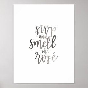 Póster Pare e cheire o Rose - arte do carro de bar