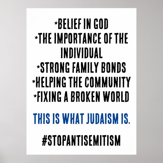 Poster Pare o Antisemitismo O Que o Judaísmo Realmente É  (Frente)