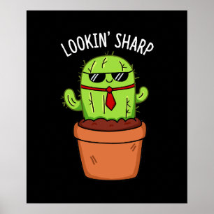 Poster Parecendo Sharp Funny Cactus Pun Dark BG