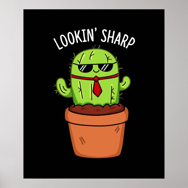 Poster Parecendo Sharp Funny Cactus Pun Dark BG (Frente)