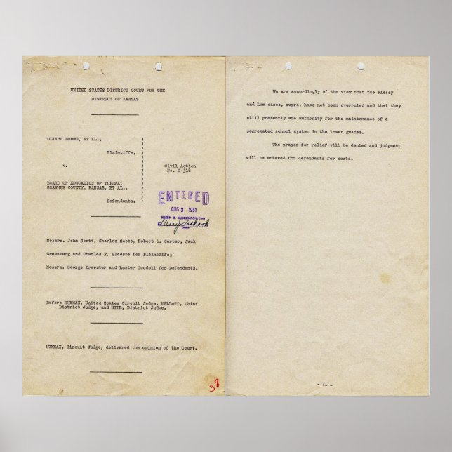 Poster Parecer em Brown contra Conselho da Educação 1951p (Frente)
