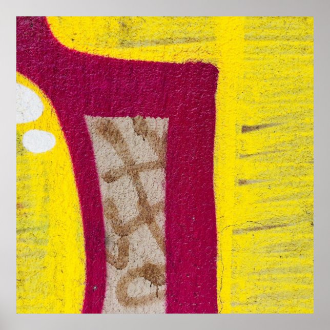 Poster Parede amarela e rosa pintada (Frente)