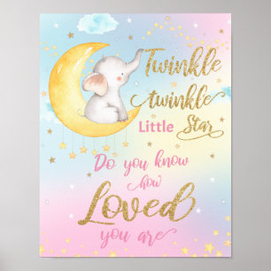 Poster Parede da Sala de Bebê com Brilho Mágico Twinkle T
