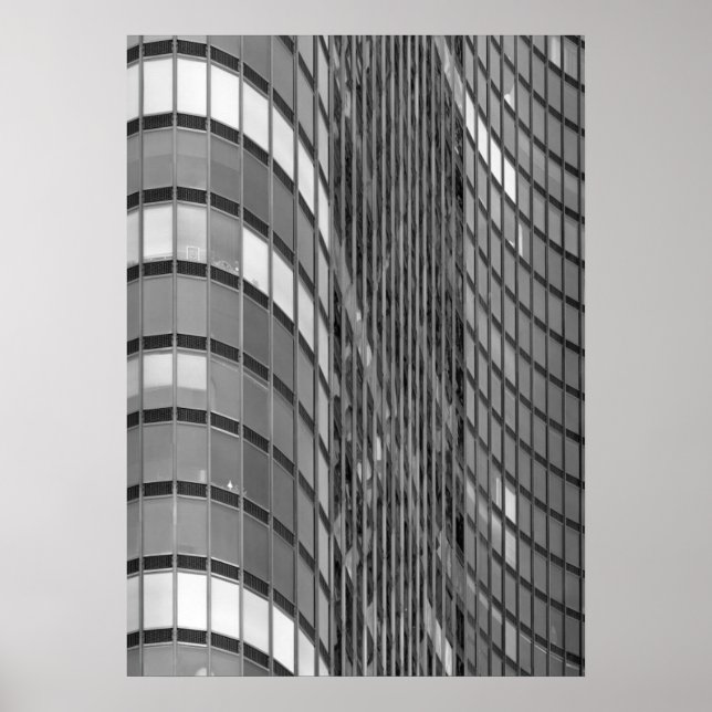 Póster Parede de aço e cortina de vidro moderna (Frente)