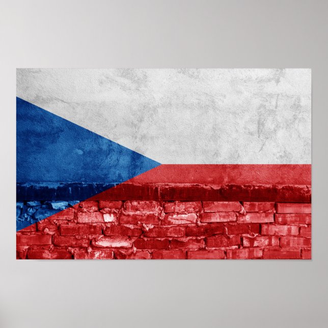 Poster Parede de bandeira checa (Frente)