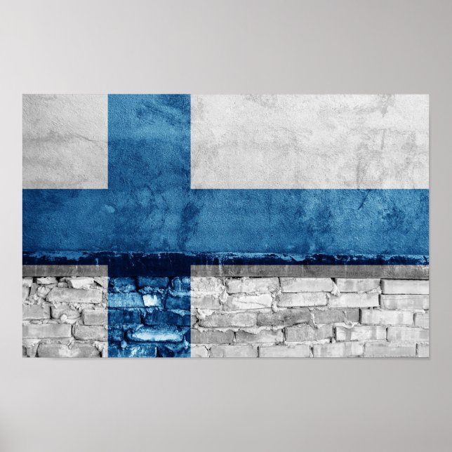 Poster Parede de bandeira da Finlândia (Frente)
