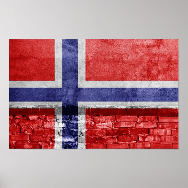 Poster Parede de bandeira da Noruega (Frente)
