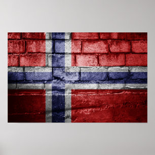 Poster Parede de bandeira da Noruega