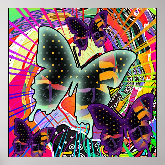 Poster Parede de Borboletas em Abundância (Frente)