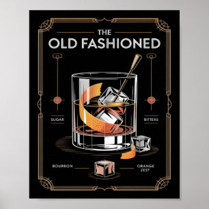Poster Parede de Cocktail Old Fashioned Art Déco