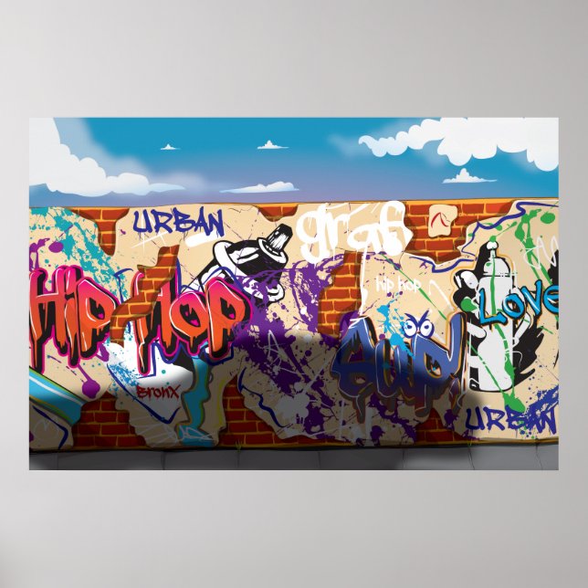 Póster Parede de Grafite Hip Hop Urbano. (Frente)