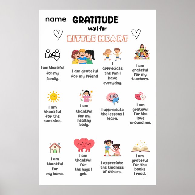 Poster Parede de Gratidão para Coraçãozinho (Frente)