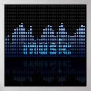 Póster Parede de Ondas de Música do Equalizador Digital