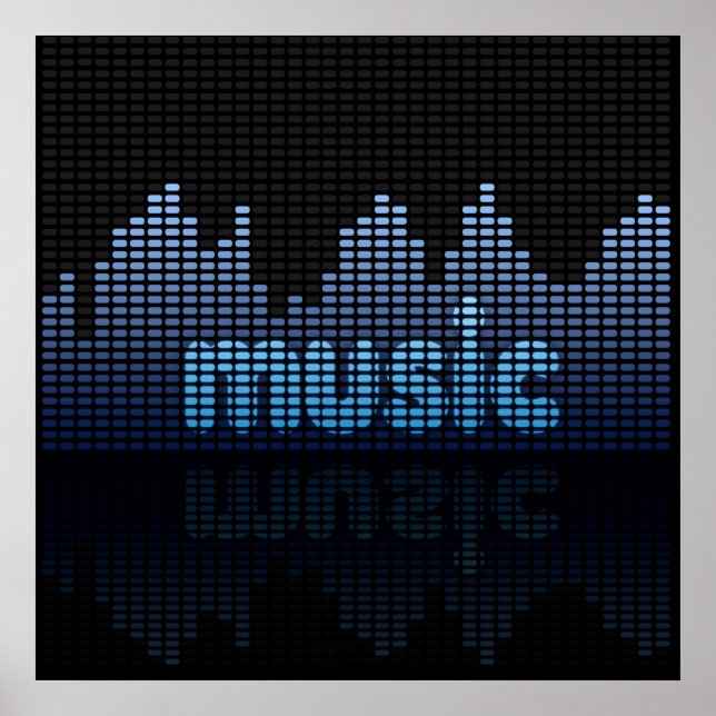 Póster Parede de Ondas de Música do Equalizador Digital (Frente)