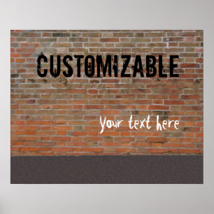 Póster Parede de tijolo dos grafites customizável