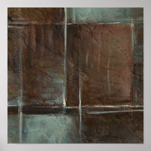 Póster Parede de tijolos Vermelho e Cinza (Frente)