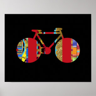 Póster parede/decor colorido do andando de bicicleta
