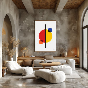 Poster Parede Geométrica Abstrata Minimalista Bauhaus Mod