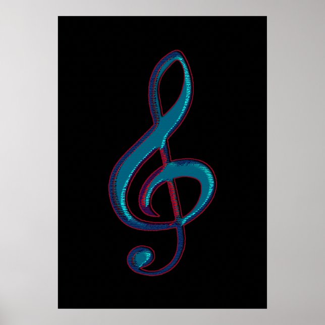 Póster paredes de decoração de notas musicais clavadas (Frente)