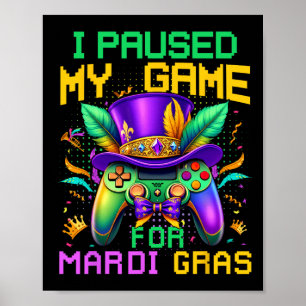 Poster Parei Meu Jogo Para Controle De Vídeo Do Mardi Gra