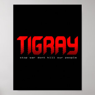 Poster Parem A Guerra Em Tigray Etiópia - Mapa De Bandeir