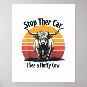 Poster Parem o carro que vejo a vaca fluffy na costa do a