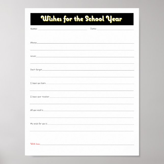 Poster Parentes do ano escolar desejam download imprimíve (Frente)