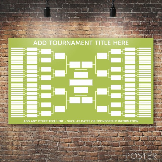 Póster Parêntese de torneio desportivo para 64 equipes (Custom Tournament Bracket)