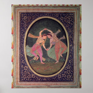 Póster Pares de meninas de dança que executam um Kathak