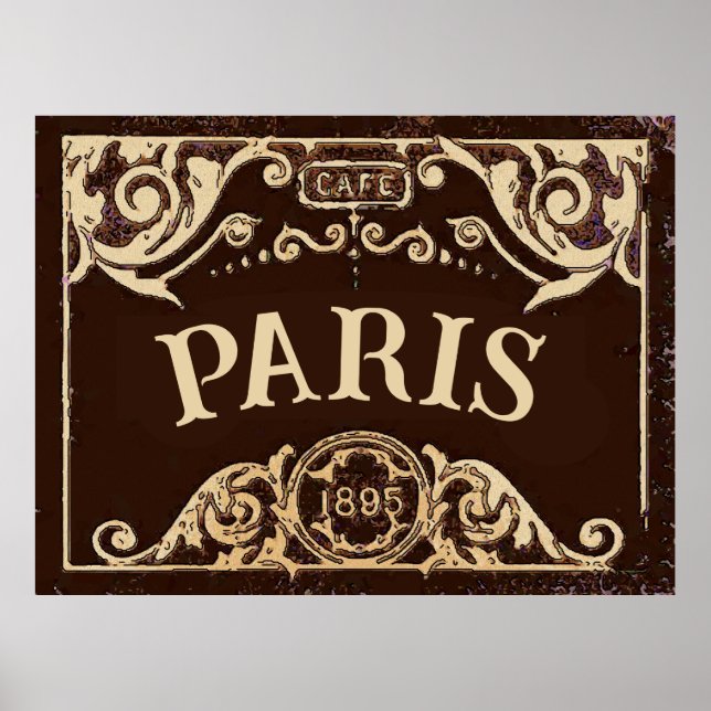 Poster Paris Café Sinal Vintage (Frente)