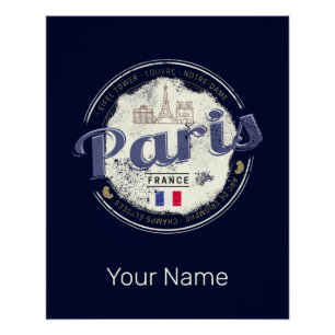 Póster Paris Capital França Torre Eiffel Vintage Souvenir