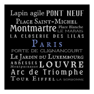 Póster Paris e seus pontos turísticos
