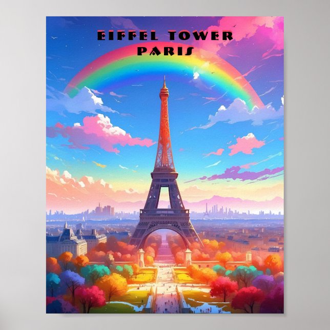 Poster Paris Eiffel Torre Rainbow Sky (Frente)