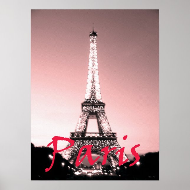 Poster Paris Eiffel Torre Rosa (Frente)