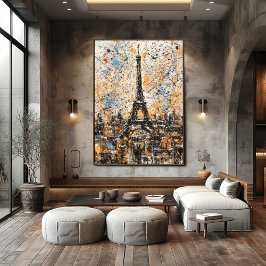 Poster Paris Eiffel Tower Abstract Drip Painting 