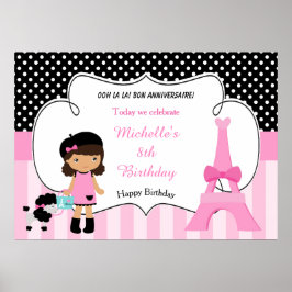 Poster Paris Eiffel Tower African American Girl