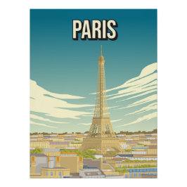 Póster Paris Eiffel Tower Skyline Travel Poster