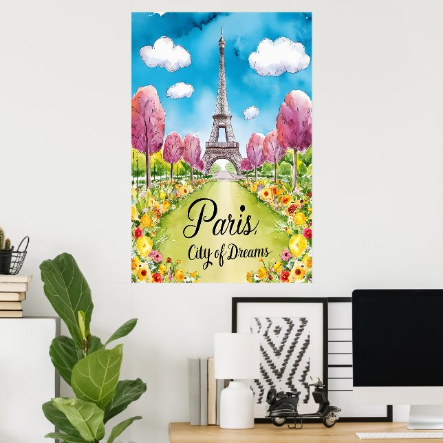Poster Paris em Bloom: Um Dia de Primavera do Sonho (Escritório em casa)