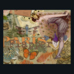 Póster Paris Flapper Art Deco Peacock Vintage<br><div class="desc">Vintage Peacock Flapper - Esta colagem de folheto de paris inclui muitas imagens de vintage divertidas, maravilhosamente organizadas para decoração domiciliar que requer um presente de vintage colorido. A imagem inclui uma flapper que olha para uma borboleta, um pavão e uma libélula. Em segundo plano estão a torre Eiffel e...</div>