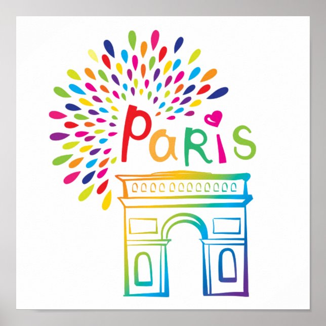 Póster Paris França | Arc de Triomphe | Neon Design (Frente)