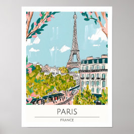 Poster Paris França Arte Ilustração Viagem