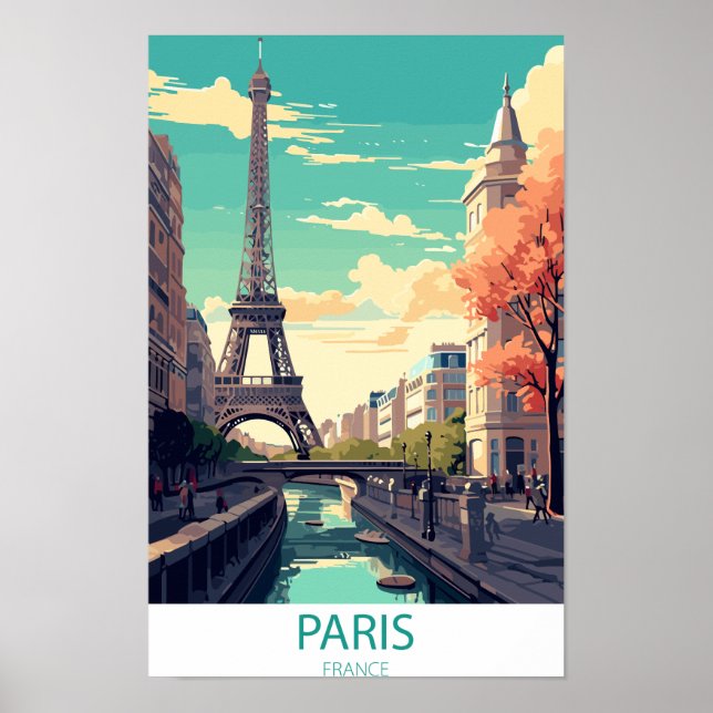 Poster Paris França, Cartaz de Parede da Torre Eiffel Via (Frente)