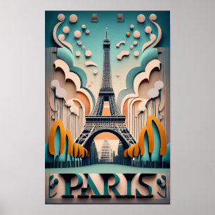 Poster Paris, França, Cidades do Mundo, estilo Vintage