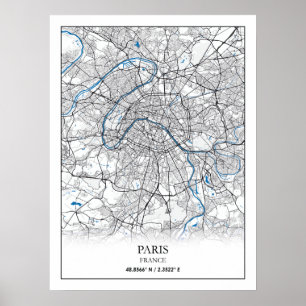 Poster Paris França City Map Viagem Simple