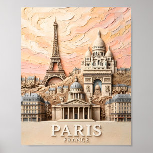 Poster Paris França Europa Moderno Pastel Texturizado Via