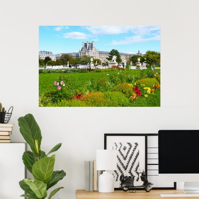 Poster Paris. França. Jardim de Tuilries. Louvre (Escritório em casa)