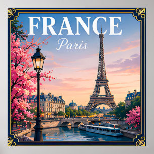 Poster 🗼 Paris França Memória da Viagem à Torre Eiffel �