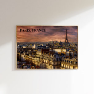 Poster Paris França Silhueta Torre Eiffel Céu Rosa